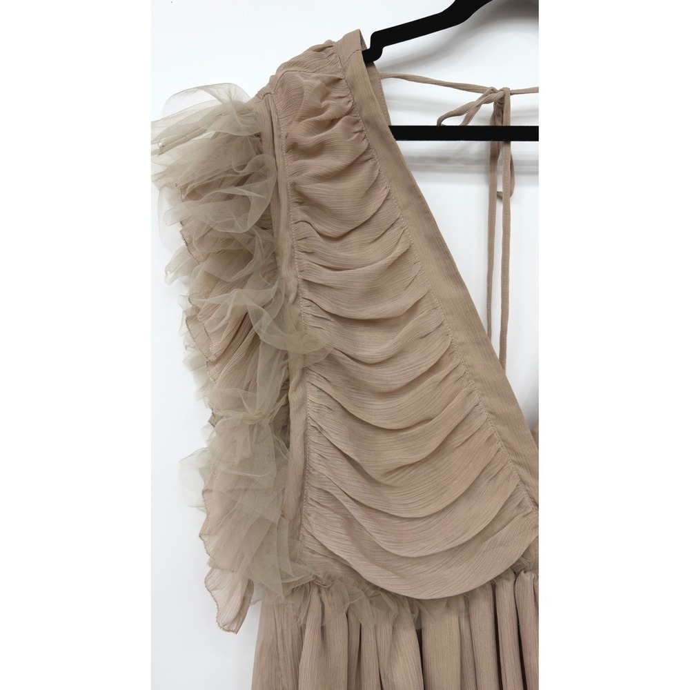 Tularosa Amelia Dress Ruffle Tulle Coquette Fairycore Mini Womens XL Tan/Mauve - Picture 6 of 13